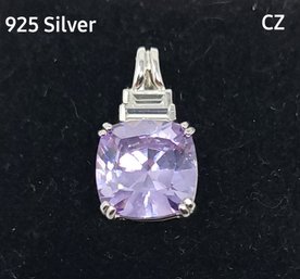 .925 Silver Pendant With Purple Gemstone