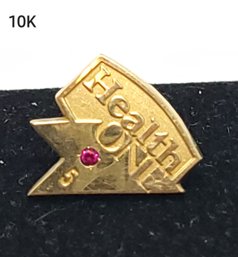 10KT Yellow Gold Health One Pin With Pink Gemstone