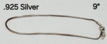 925 Silver Ankle Bracelet  9'