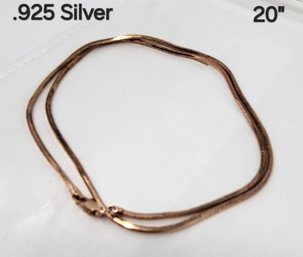 .925 Silver Rose Gold Plate Necklace 20'