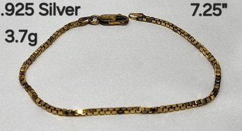 .925 Silver And Gold Plated Bracelet 7.25'
