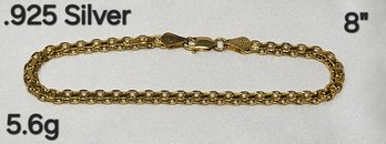 925 Sterling Silver Rose Gold Plated Bracelet 8' 5.6 G