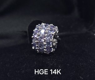 HGE 14K  Bracelet Or Necklace Charm With Purple Gemstones