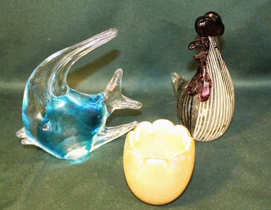 3 Pcs Hand Blown Murano Glass    (300)