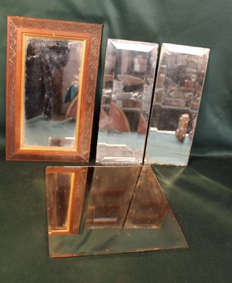 Framed 9x15' Mirror & Two 5.5x14' Beveled Mirrors & 12x12' Beveled  Mirror   (79)