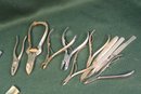 Misc. Lot - Sewing Kit In Case, Microscope, Nail Cutters, 12' Thermometer, Small Tools, More  (11)