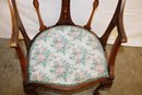 Fine Antique Inlaid Mahogany Edwardian Bentwood, Upholstered Seat Arm Chair   (136)