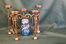 Candle Holders & Pair Pot Metal Horse Head Bookends (repaired)   (1)