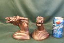 Candle Holders & Pair Pot Metal Horse Head Bookends (repaired)   (1)