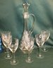 Etched Glass 17'H Decanter & 6 @7'H Stems, 6 Clear Glass 5'H Stems & 3 @6'H Glasses  (4)