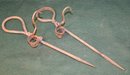 Antique 2 Blacksmith Made Metal Miner's Candle Holders, 10.5' Long  (63)