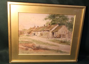 Framed Watercolor By Clement Burlison, Old Cottage At Doddington, 1887, 16x13'  (101)