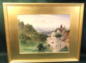 Framed Watercolor By Clement Burlison Of Sherburn Hill, Durham, `8x15'  (104)
