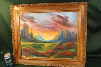 Framed Vintage Oil On Canvas 'Sunset In The Valley' By Stephen D. Leo, 25x22'H  (111)