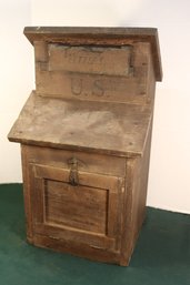 Early Primitive Antique US Mail Wood Mail Collection Box,13x11x23'H  (113)