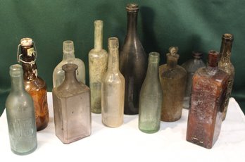 12 Antique Bottles Including Pluto Water American Physic, Lash's Bitters (as Is), More  (114)