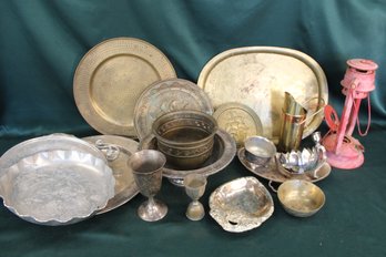 Vintage Brass, Aluminum, Silverplate Trays, Bowl, Lantern, More  (115)