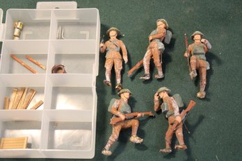 Antique Group Of 5 WWII Lead Toy Soldiers With Accessories  (119)