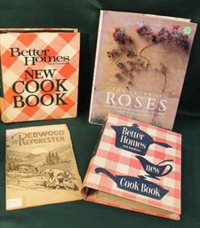 1953 & 1976 Better Homes Cookbooks, Redwood Forester Booklet, 1990 'Roses' Book  (121)