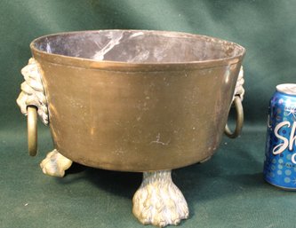 Copper & Brass  Heavy Duty Lion's Head & Feet Bowl, 9.5x7'H, (about 10 Pounds)  (122)