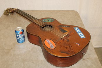 Aria Acoustic 6-String Guitar Signed By Buck Owens And Son In Case   (124)