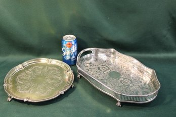 10' Sheffield Footed Engraved Tray & 14x8.5' Engraved Footed Serving Tray  (124)