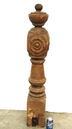 Fancy Carved Fir Wood Post, (Newel?), 51'H (125)