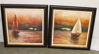 2 Framed Prints, 'Majorcan Sail' #1 & #2, 31x31'H   (129)