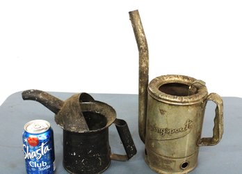 2 Oil Cans - Quart & Half Gallon 'Swingspout'  (131)