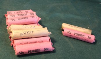 12 Rolls Wheat Pennies & 2 Others  (137)