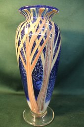 Orient & Flume  Gorgeous Hand Blown Glass Vase, 12'H Signed Sherwin    (13)