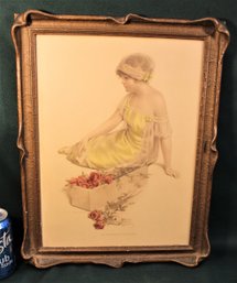 Bessie Pease Gutmann 'The Message Of The Roses' Print In  Beautiful Pie Crust Frame, 15'x 19'H  (13)