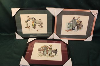 3 Framed & Matted Norman Rockwell Prints,15x12'  (140)