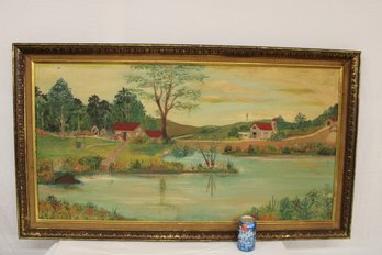 Large Framed Oil On Canvas, 51'x 29'  (141)