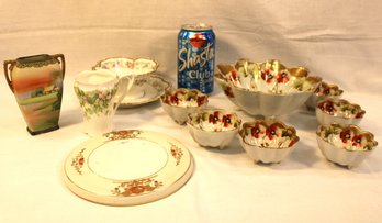 RS Prussia Chocolate Cup, Hand Painted Nippon Vase, Noritake Trivet, Limoges Bowl & Saucer, Nippon  (14)