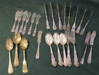 Antique  Victorian 25 Pcs. Silver Plate Flatware - Butterknives, Spoons & 2 Forks  (14)