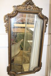 Antique Framed Etched Glass Wall Mirror, Ca 1900  19'x 35'H  (14)