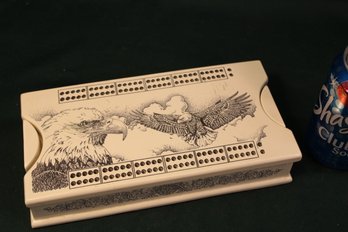 Cribbage Set With Cards And Pegs, (Resin?) 9.5'x 5'x 1.5'H  (155)