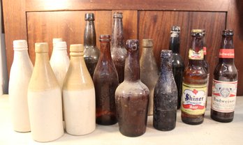 Old Bottles - 6 Ginger Beer (small Chip On One), Other Beer Bottles And More  (157)