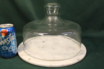 12'D Marble Circle & 10'D, 8'H  Clear Glass Cake Cover (15)