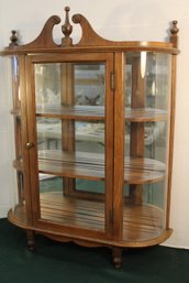 Vintage Wall Hanging Curved Glass Display Cabinet W/plate Grooves Shelves , 21'x 6'x 26'H  (15)