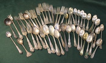 52 Pcs. Assorted Antique And Vintage  Silver Plate Flatware - Forks & Spoons  (15)