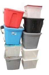 10 Assorted Plastic Totes With Lids  (161)