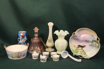 Fenton Bell, Fenton 6' & 8' Hand Painted Vases, T&V Limoges France 5' Bowl & 5 Austria 1' Bowls, Nippon  (163)