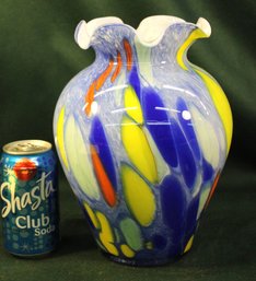 Large Hand Blown Glass 'Lavorazione' Murano Vase, 10.5'H  (170)