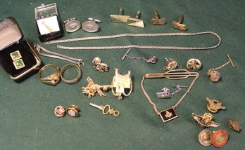 Vintage Costume Jewelry - Cuff Links, Tie Pins, Ring, Necklaces, Pin Backs & More  (171)