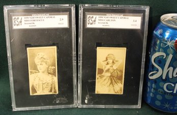 2 Antique  1890 Actress Model N245 Sweet Caporal Cig. Cards -  Miss Fortescue & Miss Carlton    (178)