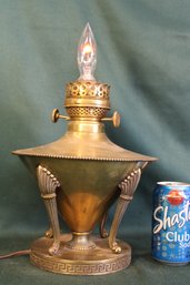 Brass Lamp Base, Electrified, Working, Dent In Top Of Base, 15'H  (183)