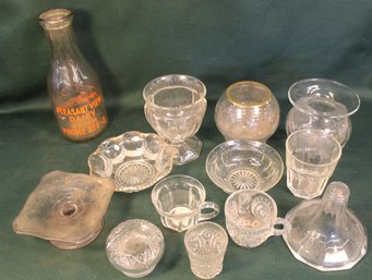 Misc. Antique Glass Lot Including Pleasant View Dairy, Ukiah, Ca. Milk Bottle  (185)