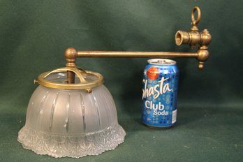 Antique Gas Lamp Fixture And Shade  W/4' Brass Collar  (192)